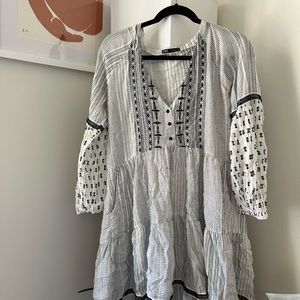 Zara Peasant Sleeve Embroidered Dress
